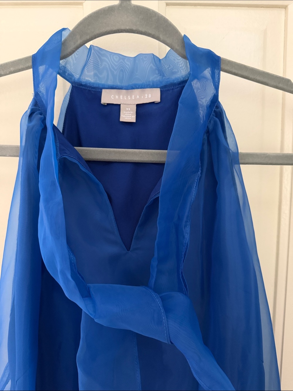 NWOT CHELSEA28 Royal Blue Organza Mini Dress Bow Halter Sleeveless Cocktail - Picture 5 of 9